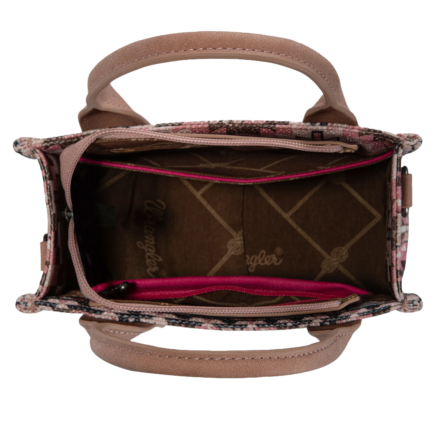 Wrangler Ladies Southwestern Print Dark Pink Mini Tote Crossbody Bag WG2213-8866SDPK