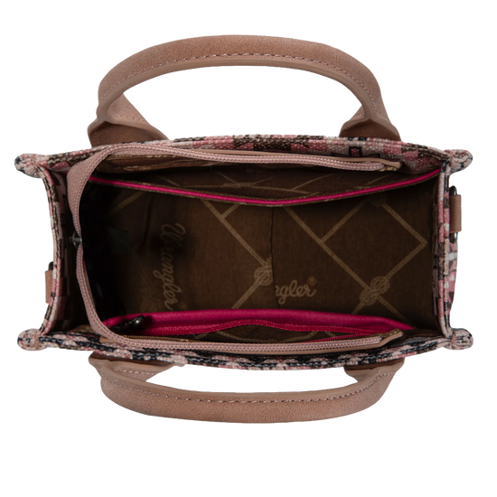 Wrangler Ladies Southwestern Print Dark Pink Mini Tote Crossbody Bag WG2213-8866SDPK