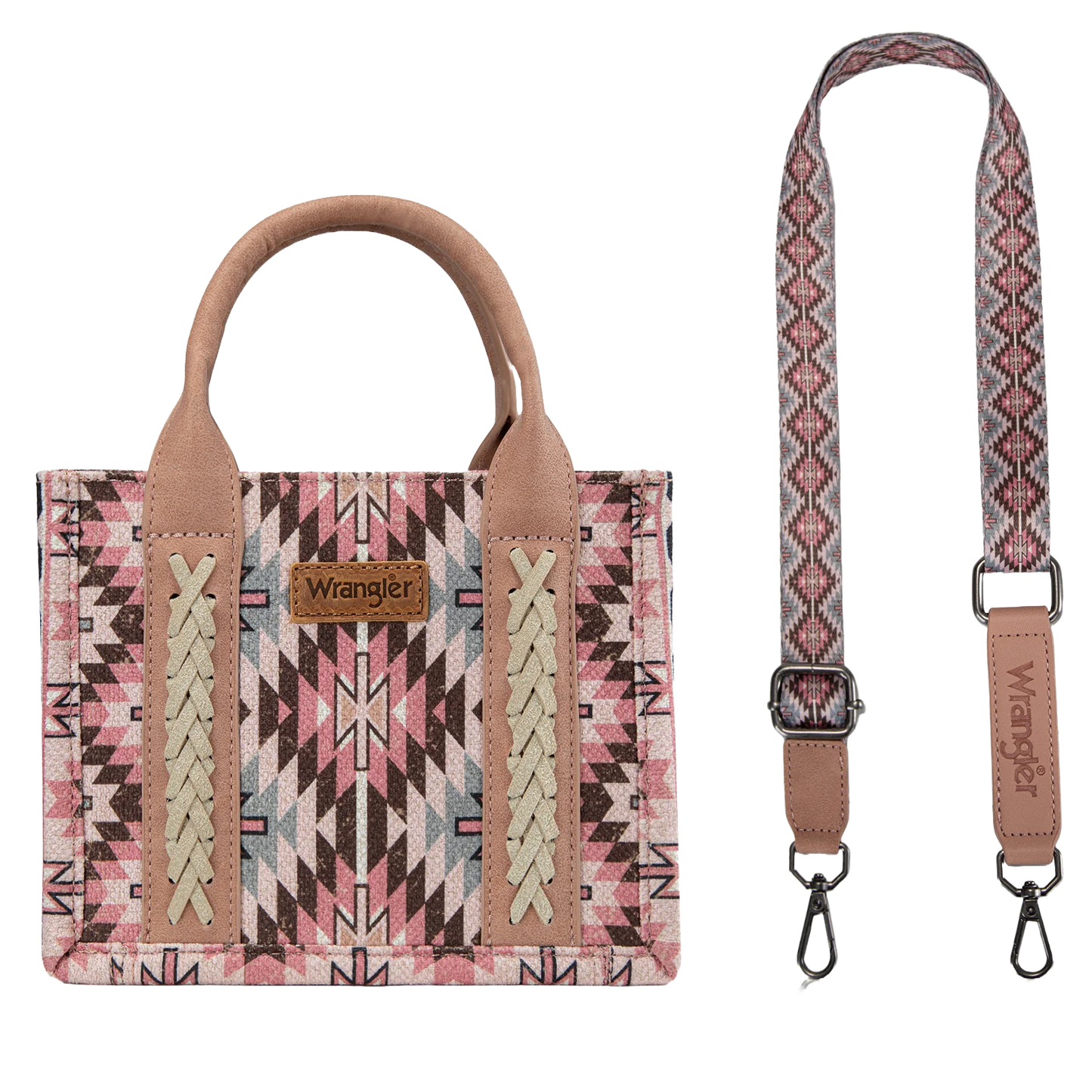 Wrangler Ladies Southwestern Print Dark Pink Mini Tote Crossbody Bag WG2213-8866SDPK