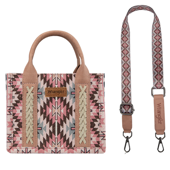 Wrangler Ladies Southwestern Print Dark Pink Mini Tote Crossbody Bag WG2213-8866SDPK
