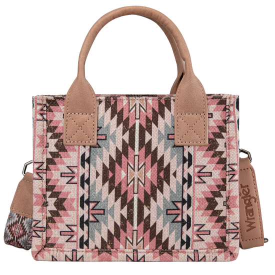 Wrangler Ladies Southwestern Print Dark Pink Mini Tote Crossbody Bag WG2213-8866SDPK