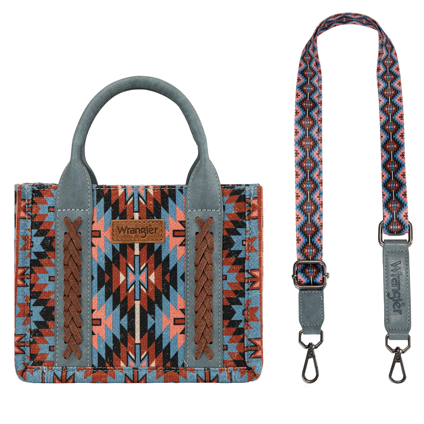 Wrangler Ladies Navy Southwestern Print Mini Tote Crossbody Bag WG2213-8866SNY