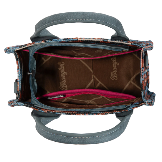 Wrangler Ladies Navy Southwestern Print Mini Tote Crossbody Bag WG2213-8866SNY