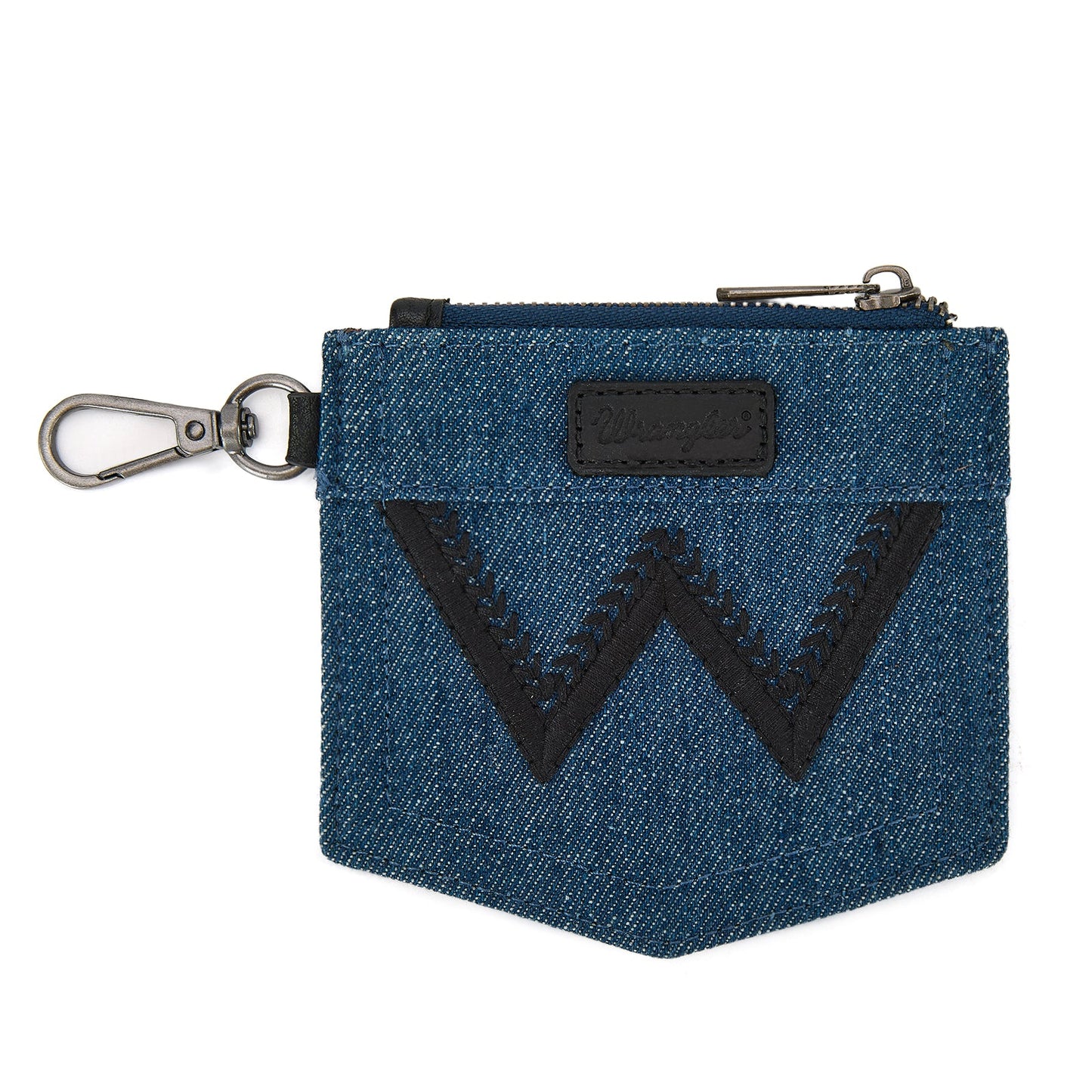 Wrangler Ladies Logo "W" Embroidered Dual Pouch Black Wristlet WG367-W119BK