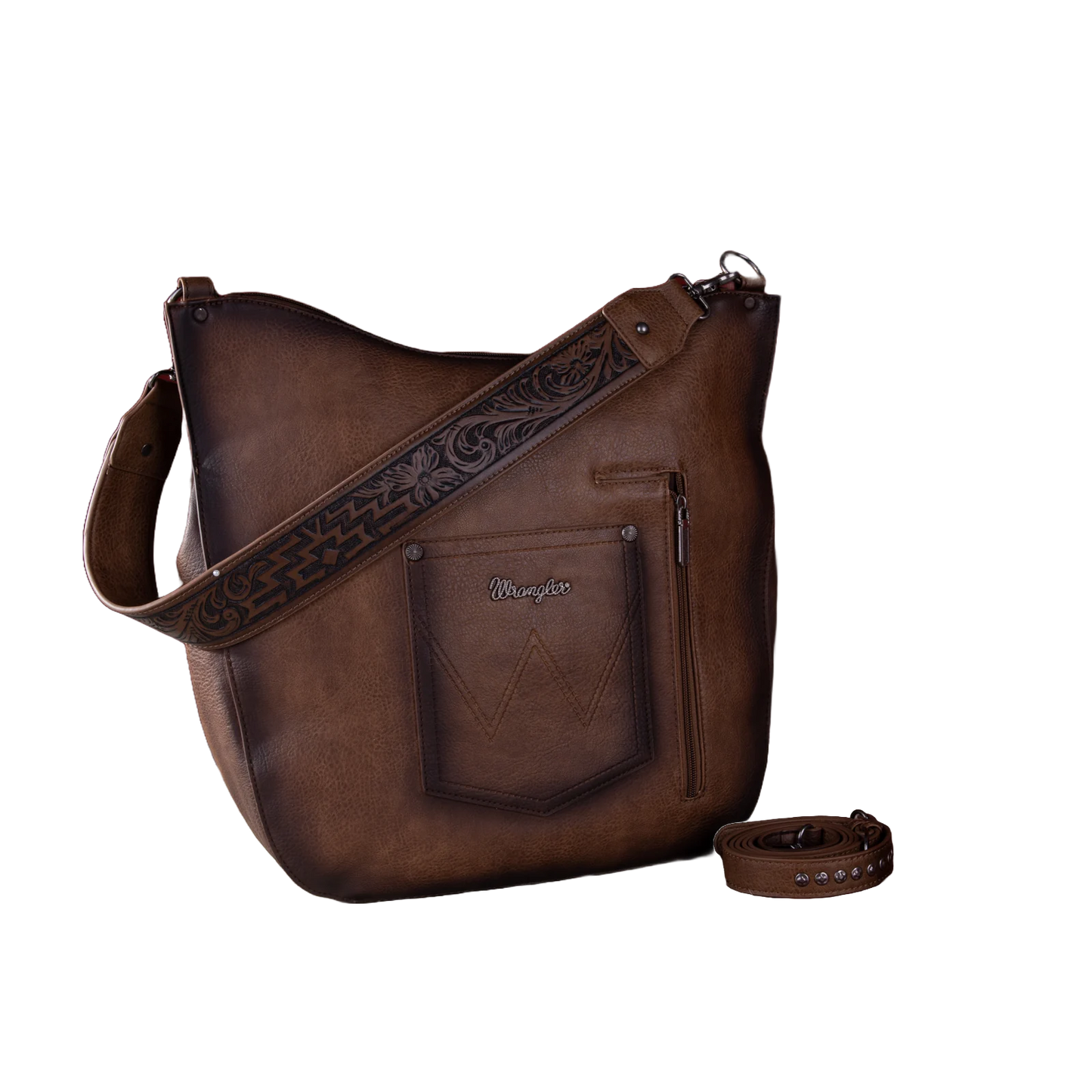 Wrangler Ladies Rivets Concealed Carry Oversize Coffee Hobo Crossbody WG64-G2001CF