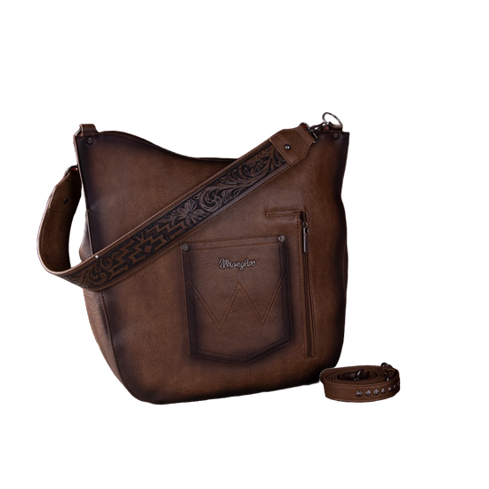 Wrangler Ladies Rivets Concealed Carry Oversize Coffee Hobo Crossbody WG64-G2001CF