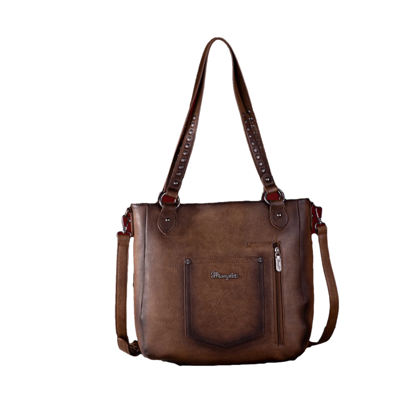 Wrangler Ladies Rivets Concealed Carry Oversize Coffee Crossbody Tote Bag WG64-G2002CF