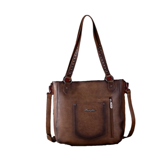 Wrangler Ladies Rivets Concealed Carry Oversize Coffee Crossbody Tote Bag WG64-G2002CF