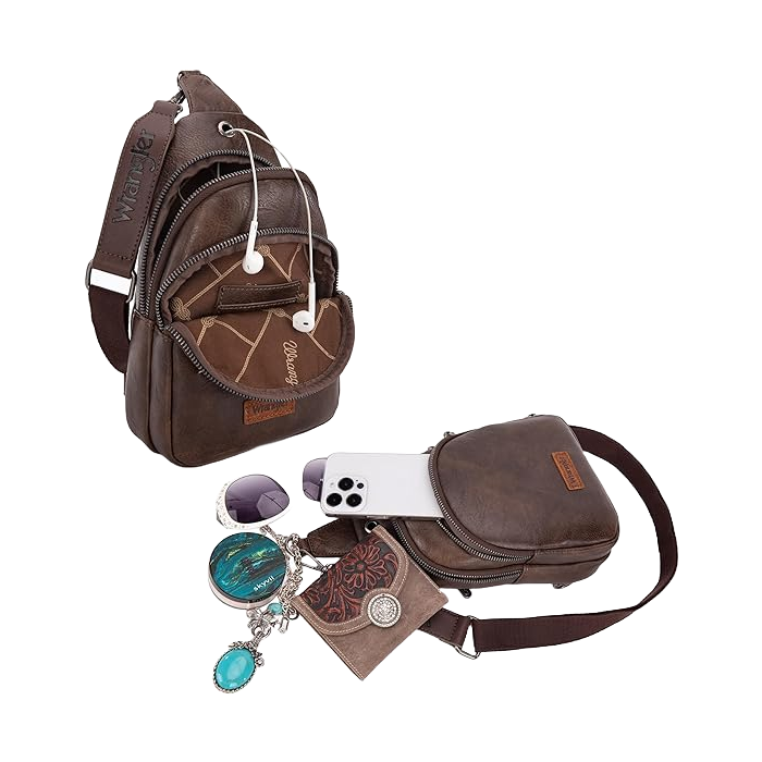 Wrangler Ladies Western Coffee Crossbody Dual Bag WG87-227CF