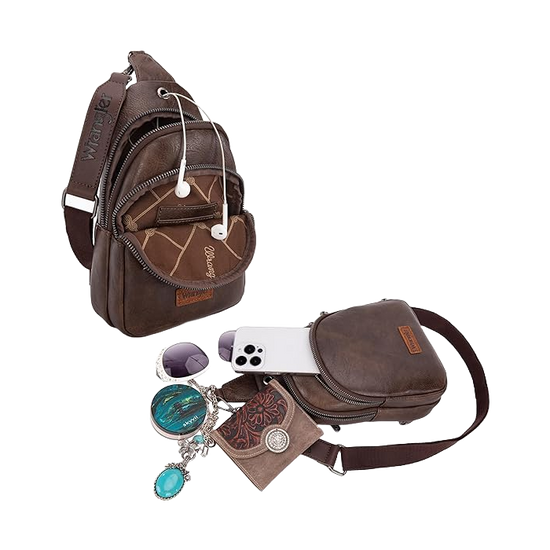 Wrangler Ladies Western Coffee Crossbody Dual Bag WG87-227CF