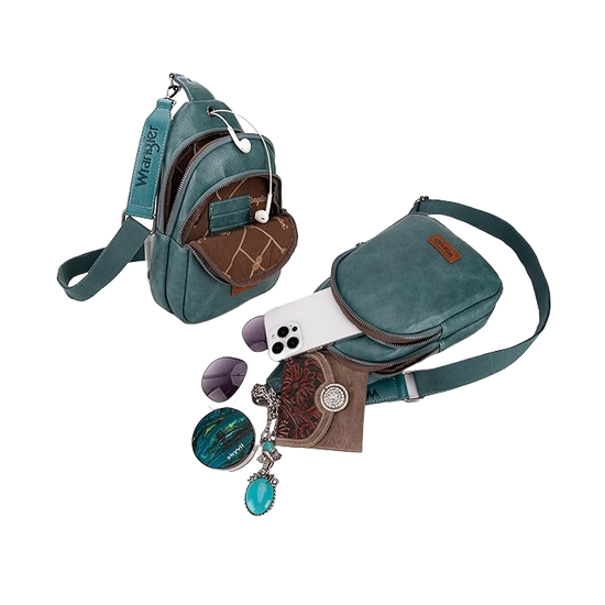 Wrangler Ladies Western Turquoise Crossbody Dual Bag WG87-227TQ