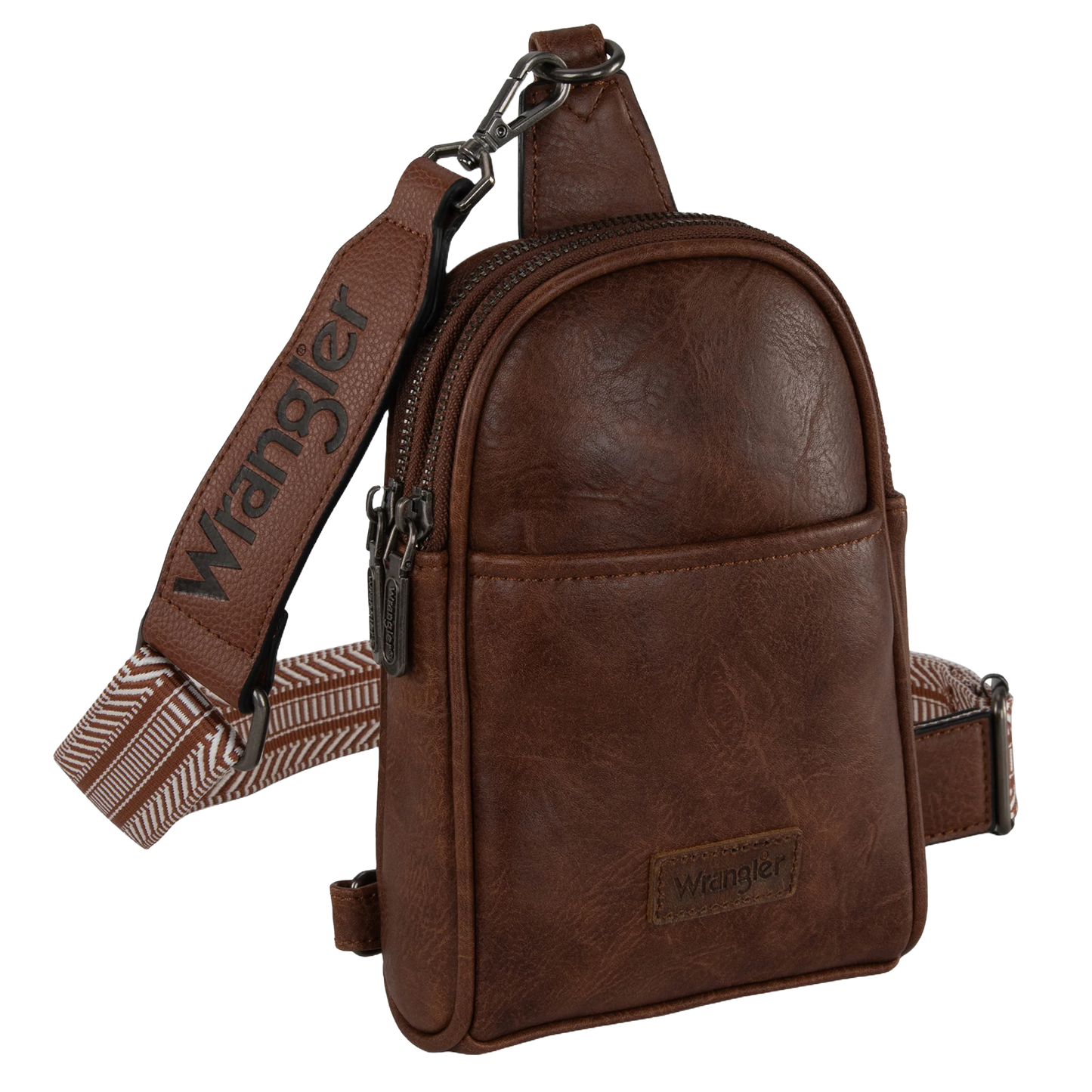 Wrangler Ladies Graphic Dark Brown Sling Crossbody Bag WG87-324DBR