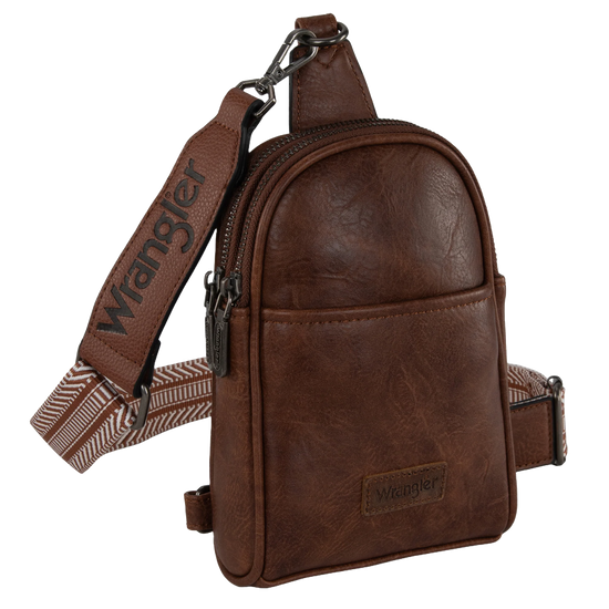 Wrangler Ladies Graphic Dark Brown Sling Crossbody Bag WG87-324DBR
