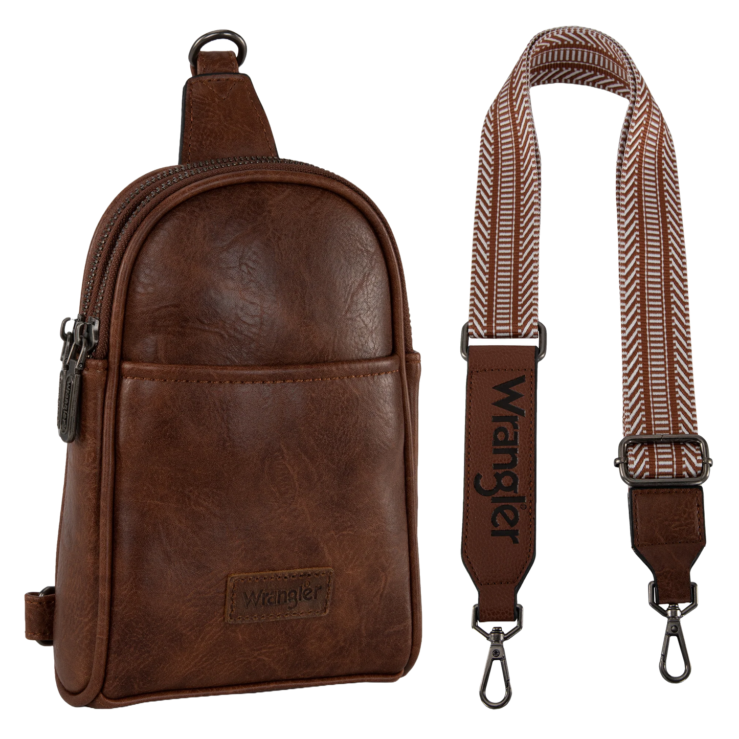 Wrangler Ladies Graphic Dark Brown Sling Crossbody Bag WG87-324DBR