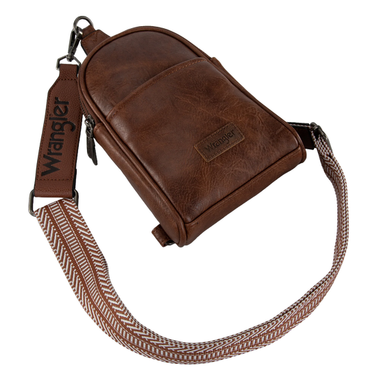 Wrangler Ladies Graphic Dark Brown Sling Crossbody Bag WG87-324DBR