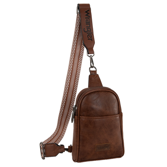 Wrangler Ladies Graphic Dark Brown Sling Crossbody Bag WG87-324DBR