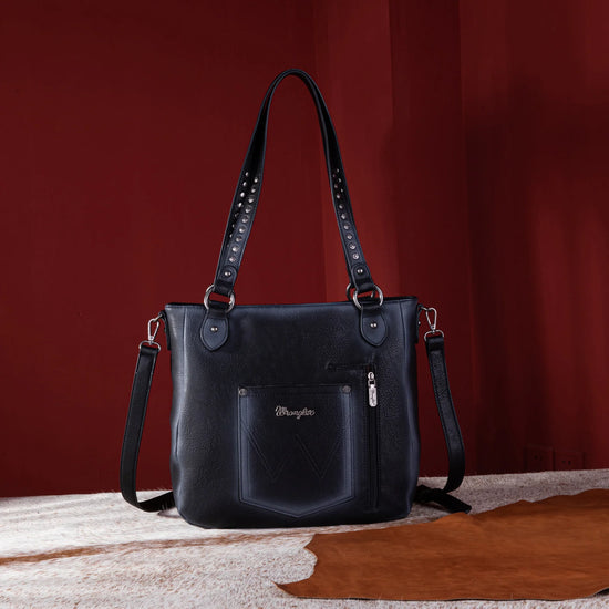 Wrangler Ladies Rivets Concealed Carry Oversize Brown Crossbody Tote Bag WG64-G2002BK