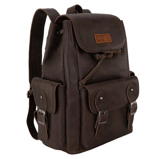 Wrangler Ladies 100% Genuine Leather Coffee Brown Backpack WG143-9110CF