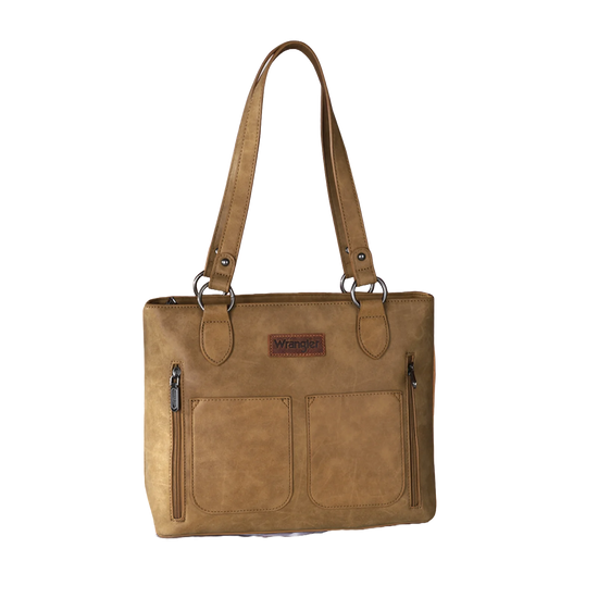 Wrangler Ladies Multi Pockets Light Brown Concealed Carry Tote WRS-1017LBR