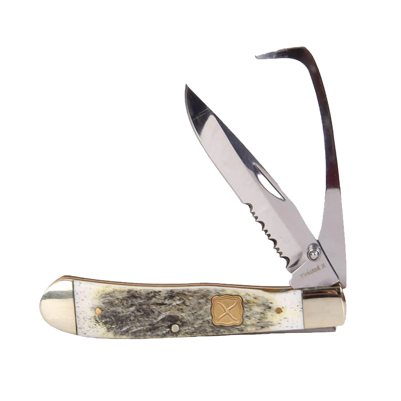 Twisted X Hoof Pick Serrated Natural Bone Pocket Knife XK2010 Wild