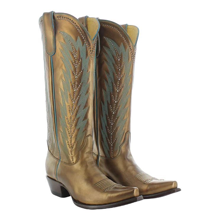 Yippie Ki Yay Ladies Karima Stud Copper Snip Toe Western Boots YL614-4