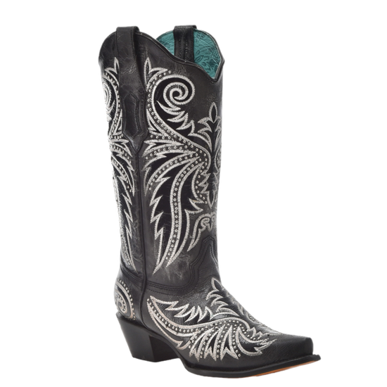 Corral Ladies Embroidered & Studded Black Western Boots Z5209