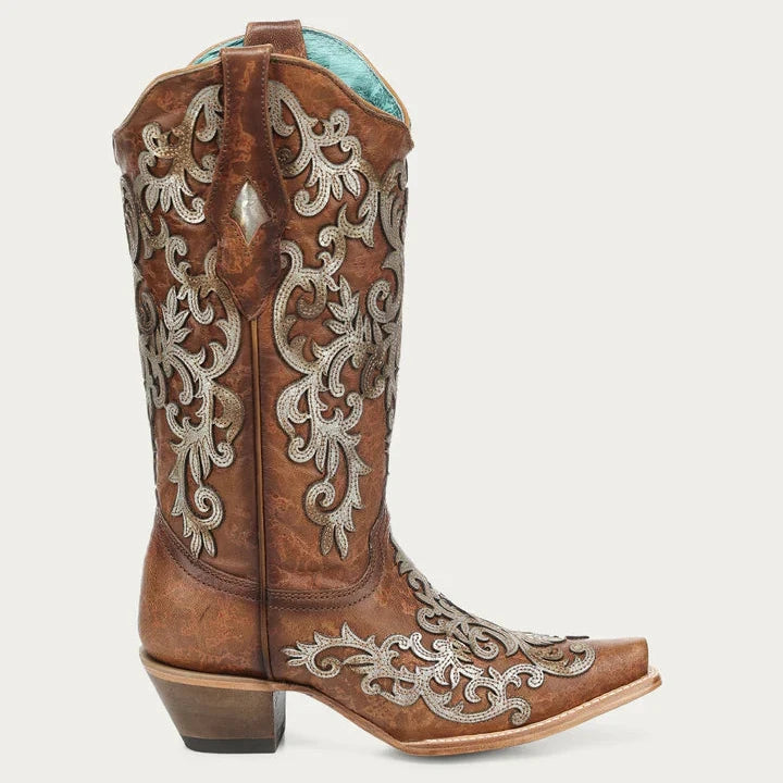 Corral Ladies Shedron Overlay Embroidery & Studs Boots Z5514