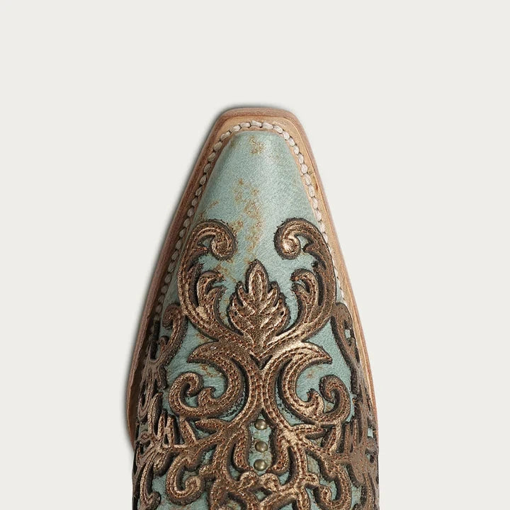 Corral Ladies Turquoise Overlay & Embroidery & Studs Western Boots Z5515