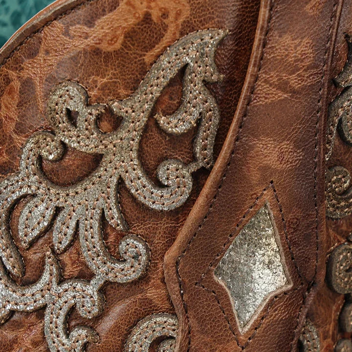 Corral Ladies Shedron Overlay & Embroidery Square Toe Boots Z5531