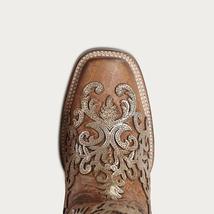 Corral Ladies Shedron Overlay & Embroidery Square Toe Boots Z5531