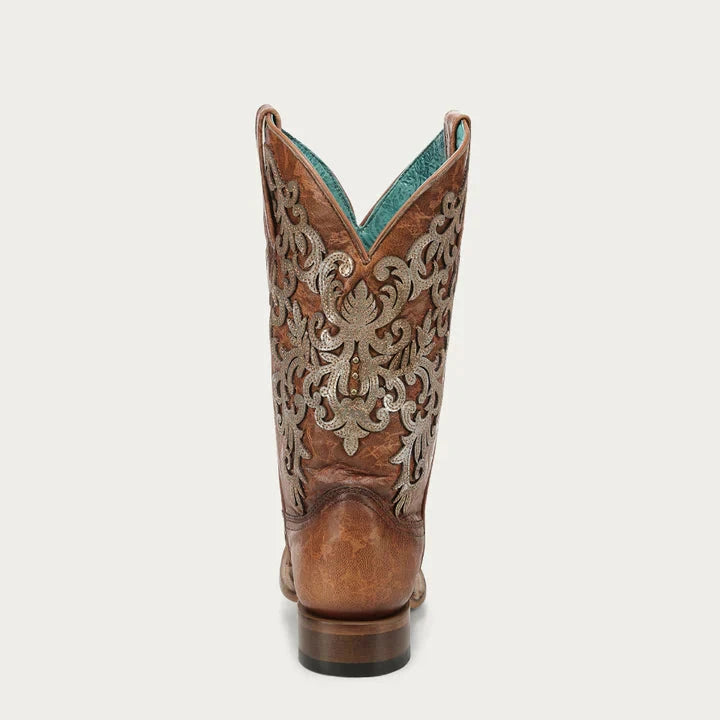 Corral Ladies Shedron Overlay & Embroidery Square Toe Boots Z5531