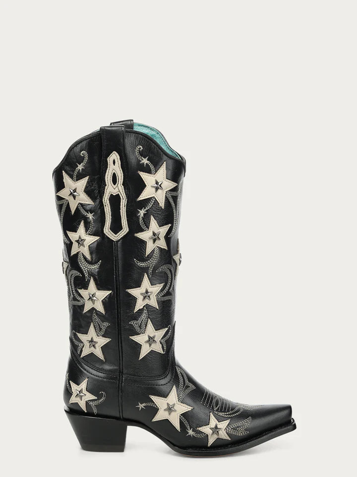 Corral Ladies Star Embroidered Graphic Black Western Boot Z5532