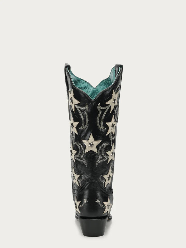 Corral Ladies Star Embroidered Graphic Black Western Boot Z5532