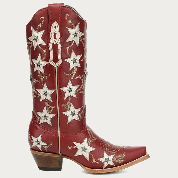 Corral Ladies Stars Overlay & Studs Red Western Boots Z5540
