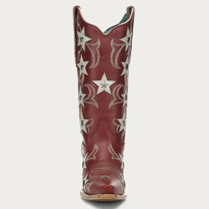 Corral Ladies Stars Overlay & Studs Red Western Boots Z5540