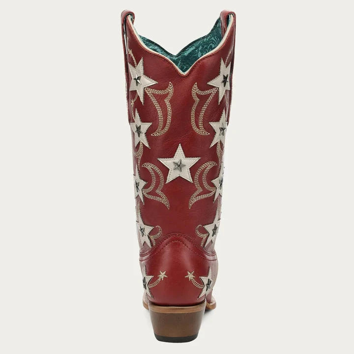 Corral Ladies Stars Overlay & Studs Red Western Boots Z5540