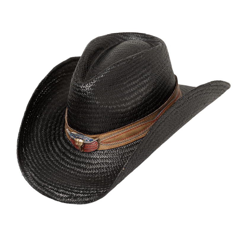 Austin Handmade Hats Linker Black Straw Hat 05-905