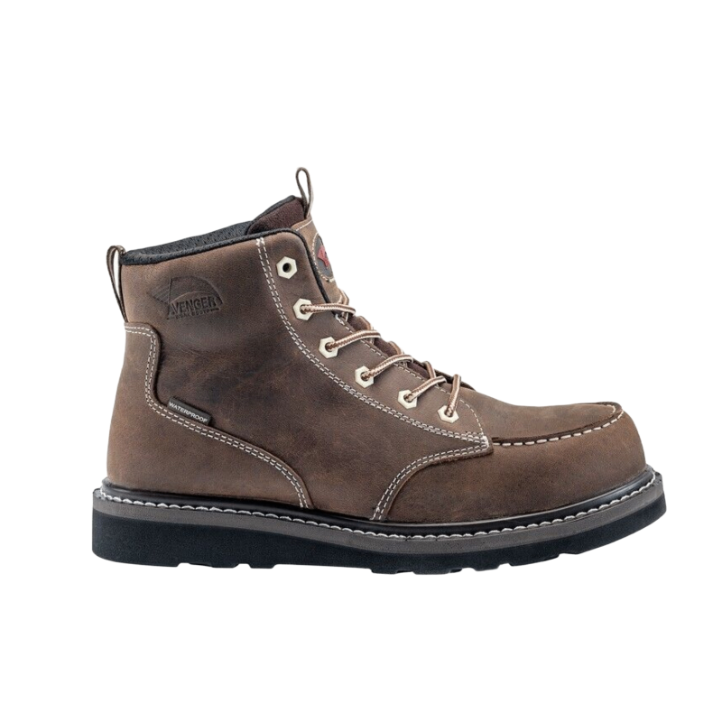 Avenger® Men's Wedge Lace Up Mid Brown Work Boots A7607-M