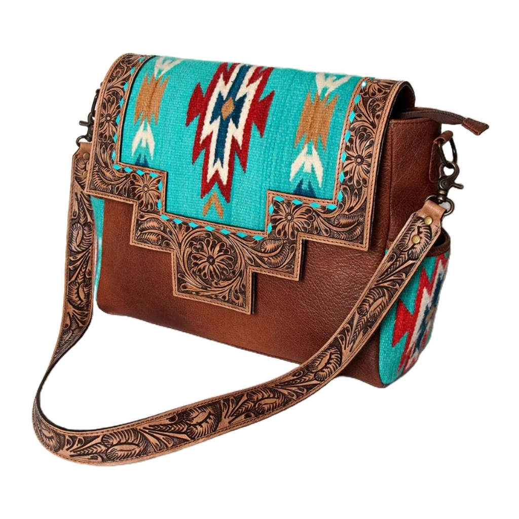 American Darling Teal Aztec Saddle Blanket Purse ADBG842D