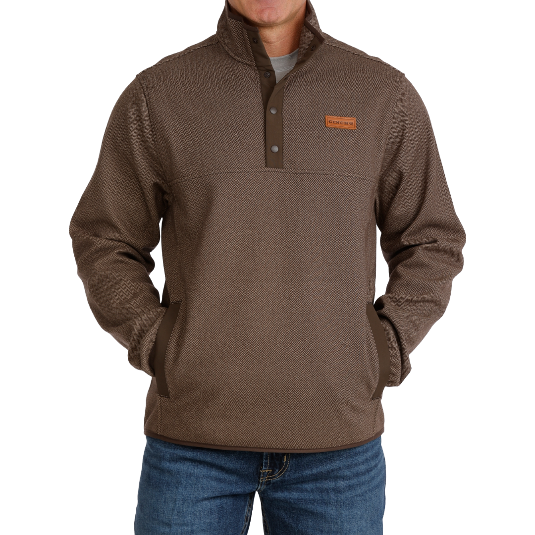 Cinch Men's Brown Herringbone Knit 1/2 Snap Pullover MWK1534011