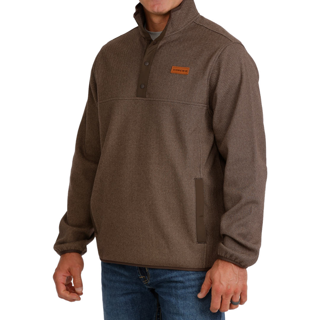 Cinch Men's Brown Herringbone Knit 1/2 Snap Pullover MWK1534011