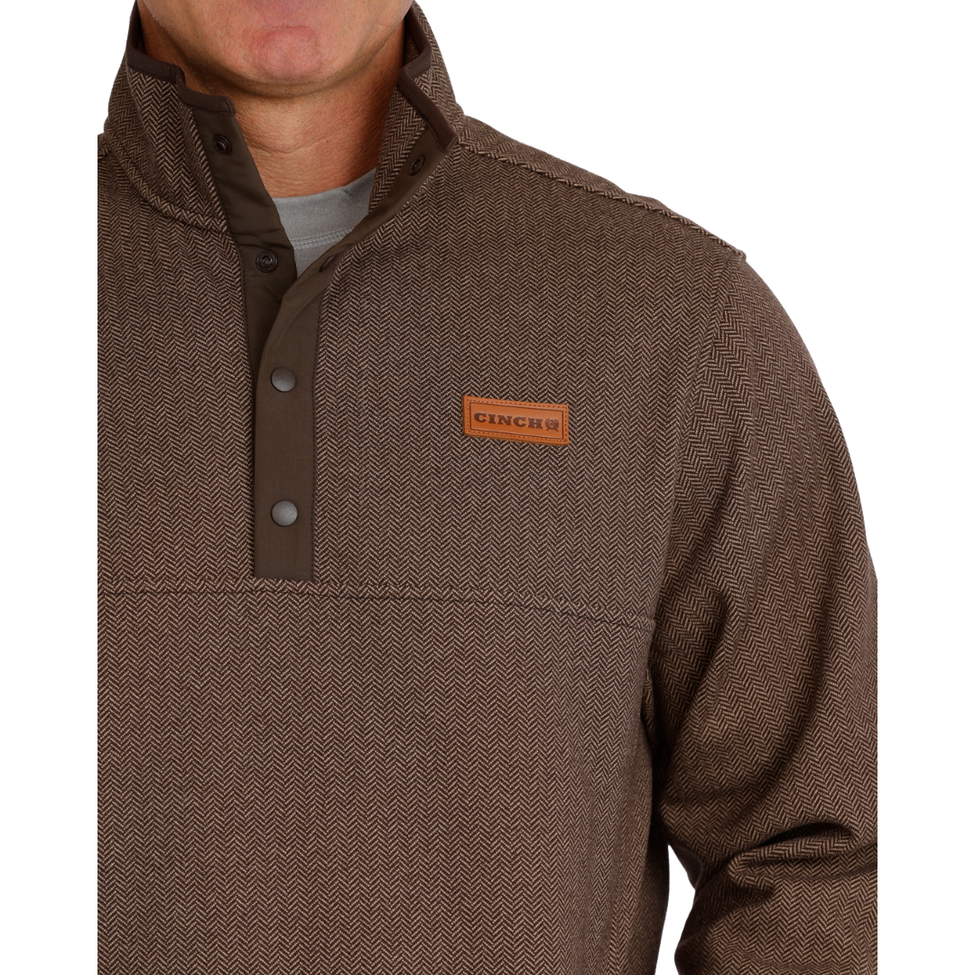 Cinch Men's Brown Herringbone Knit 1/2 Snap Pullover MWK1534011