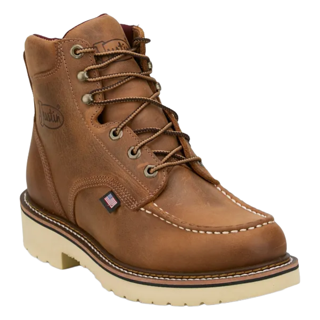 Justin Men's Homeland Akron Tan Brown Leather Work Boot HL262