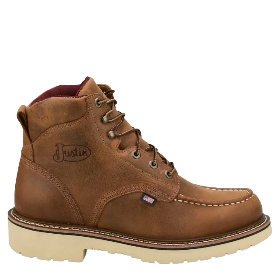 Justin Men's Homeland Akron Tan Brown Leather Work Boot HL262
