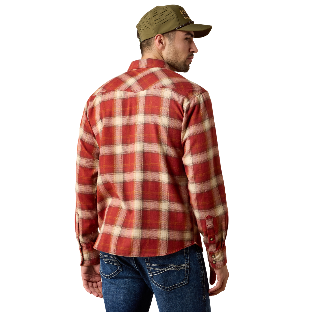 Ariat Men's Retro Hatford Rosewood Plaid Fitted Snap Shirt 10079448