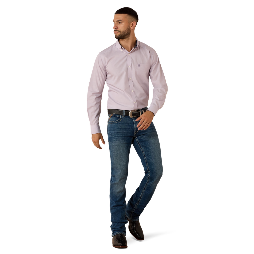 Ariat Men's Wrinkle Free Solid Purple Ash Pinpoint Oxford Classic Fit Shirt 10079286