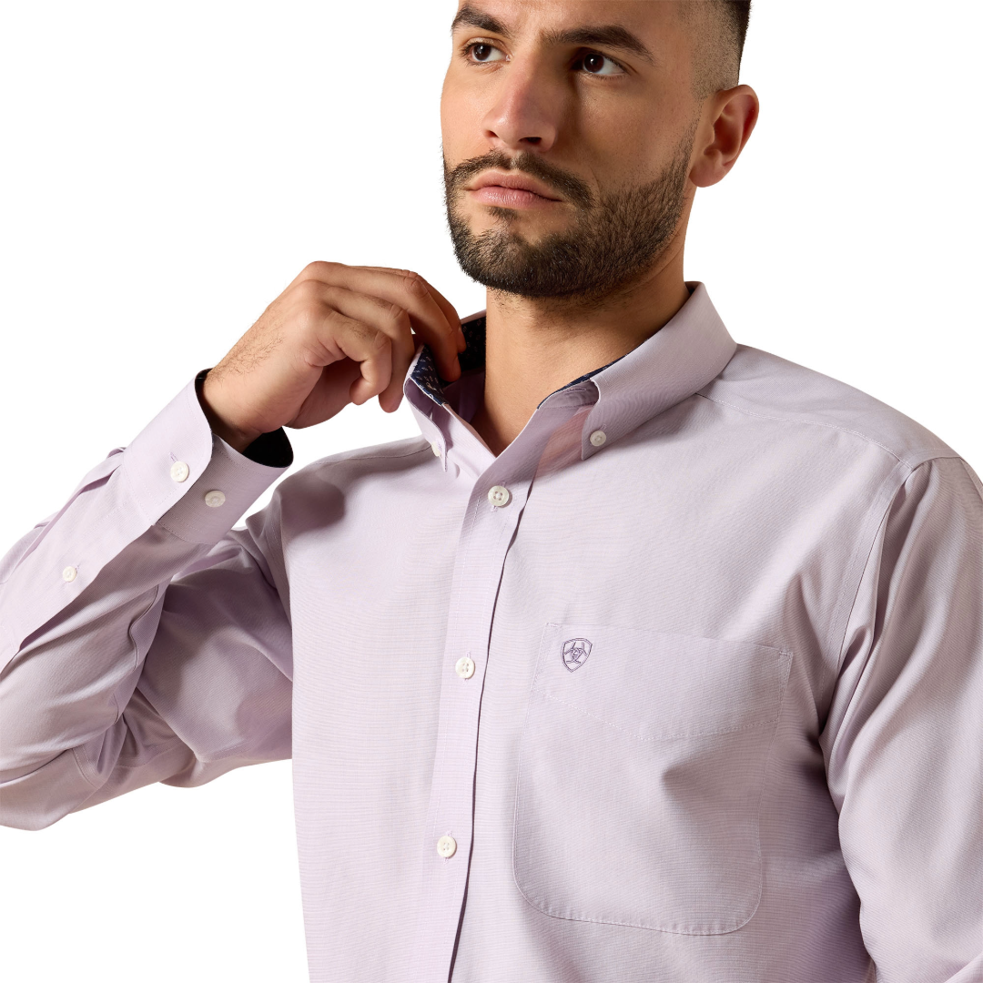 Ariat Men's Wrinkle Free Solid Purple Ash Pinpoint Oxford Classic Fit Shirt 10079286