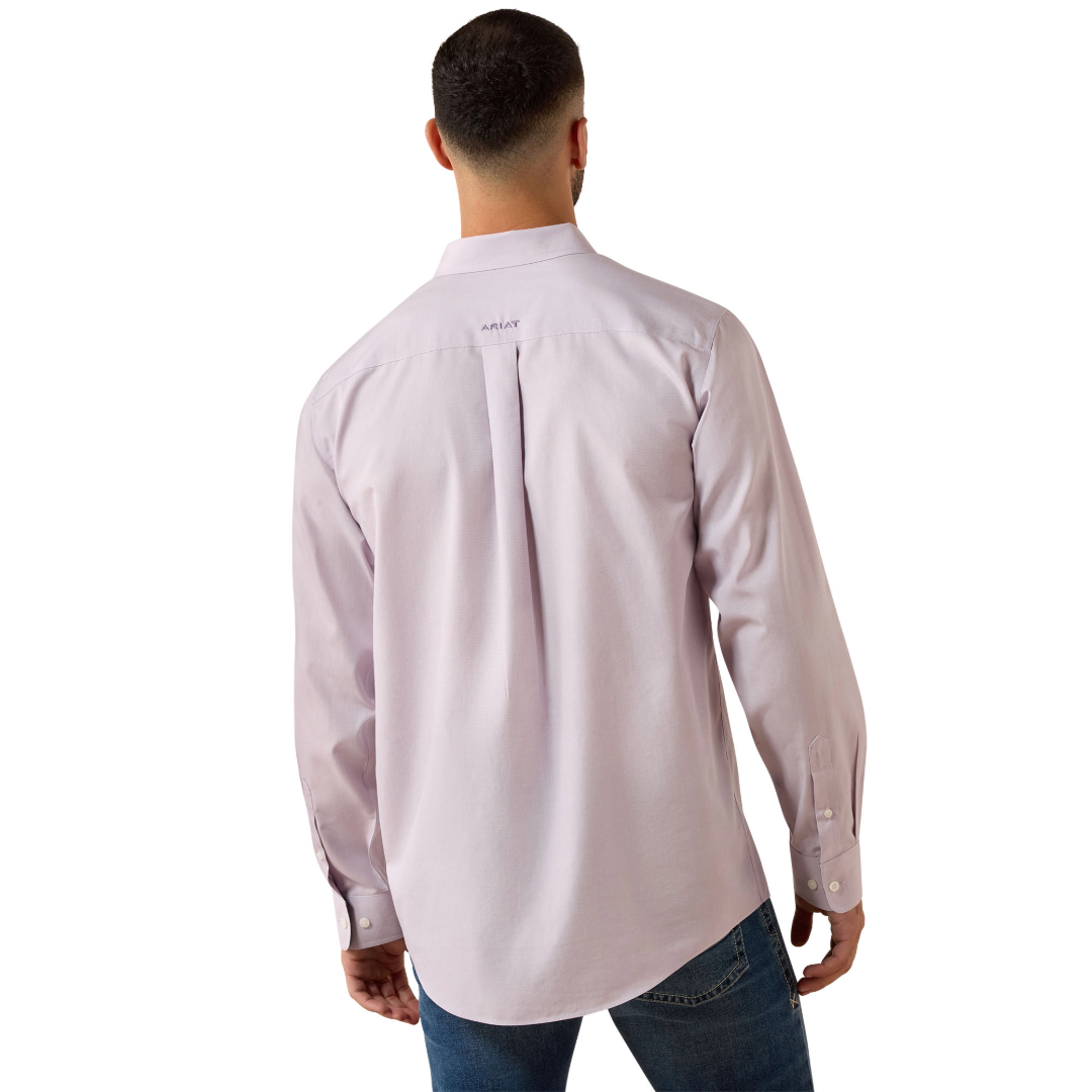 Ariat Men's Wrinkle Free Solid Purple Ash Pinpoint Oxford Classic Fit Shirt 10079286