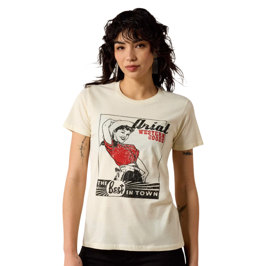 Ariat Ladies Best In Town Natural Beige T-Shirt 10082171