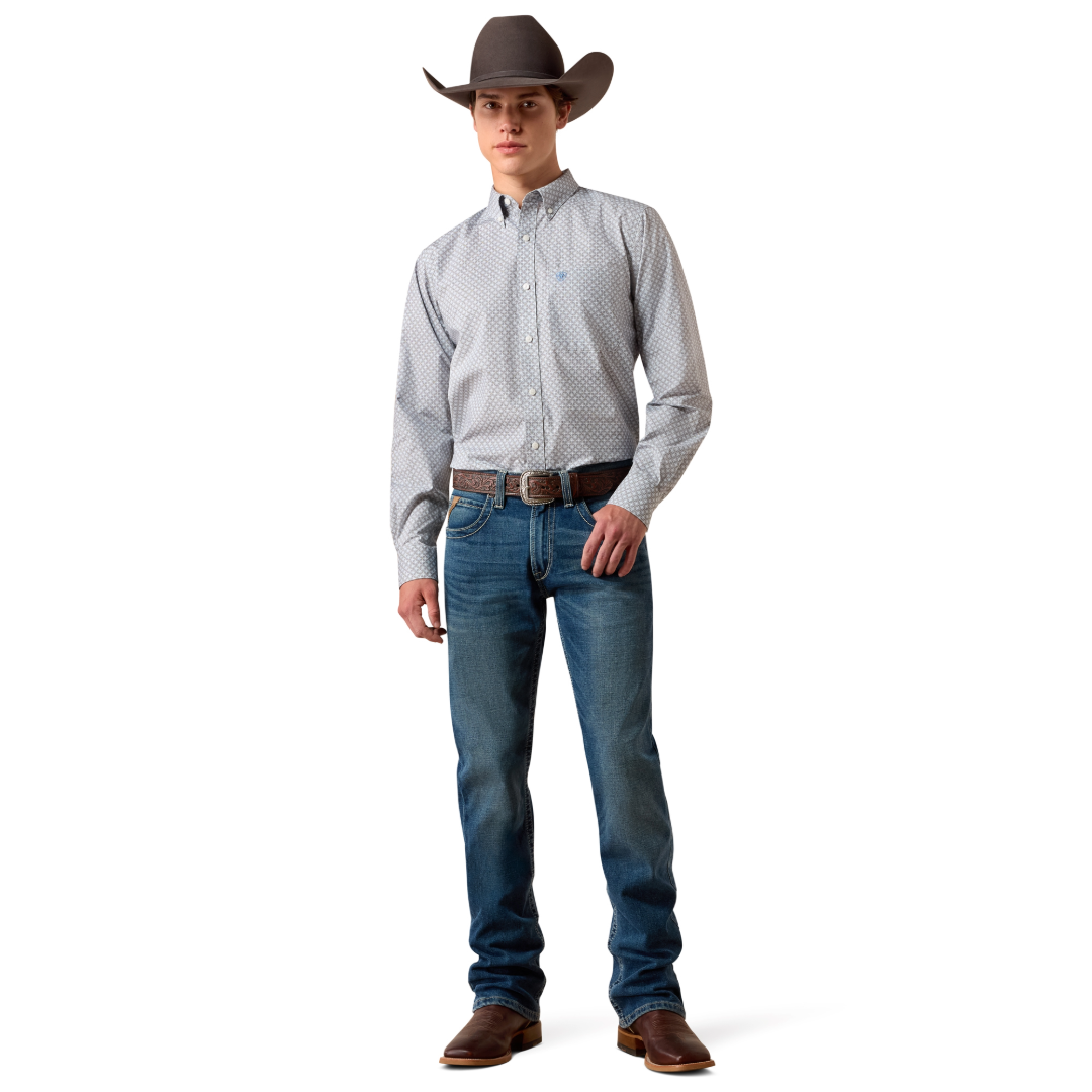 Ariat Men's Nola White Multi Geo Print Fitted Shirt 10079416